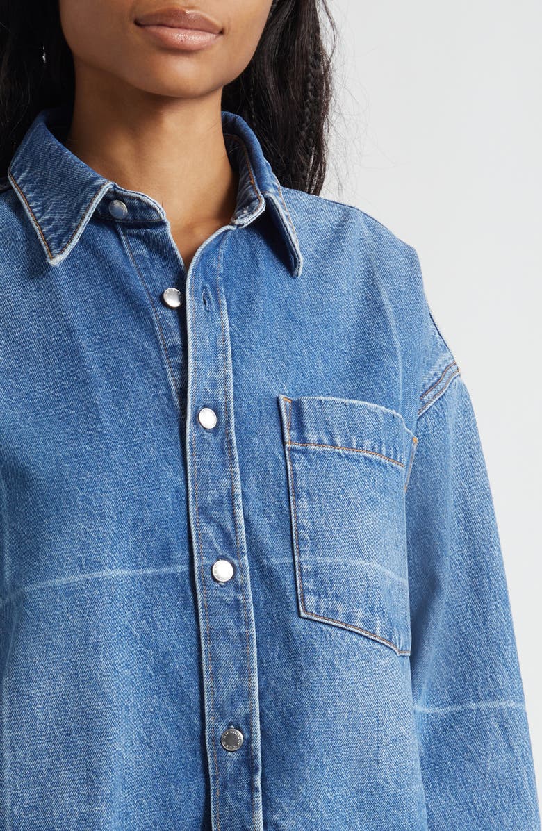 Alexander Wang Crop Denim Shirt Jacket, Alternate, color, Vintage Marbled Blue