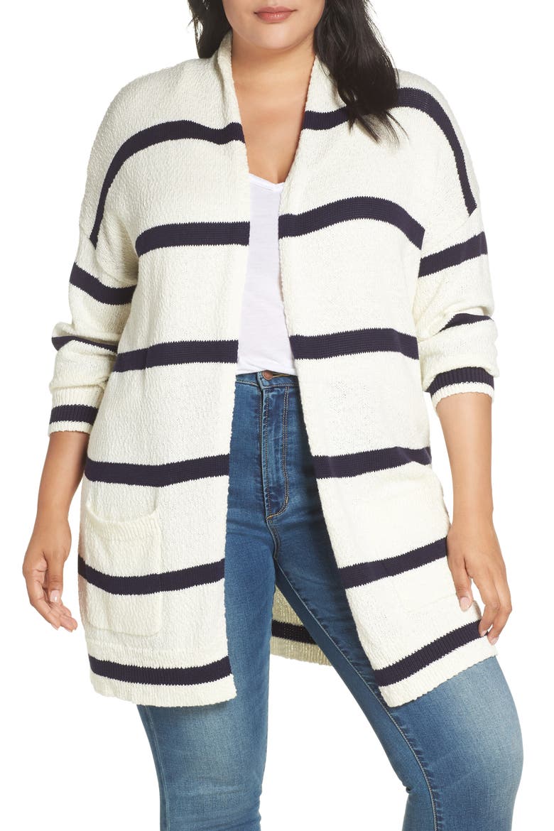 Castaway Stripe Cardigan, Alternate, color, IVORY ROCKAWAY STRIPE