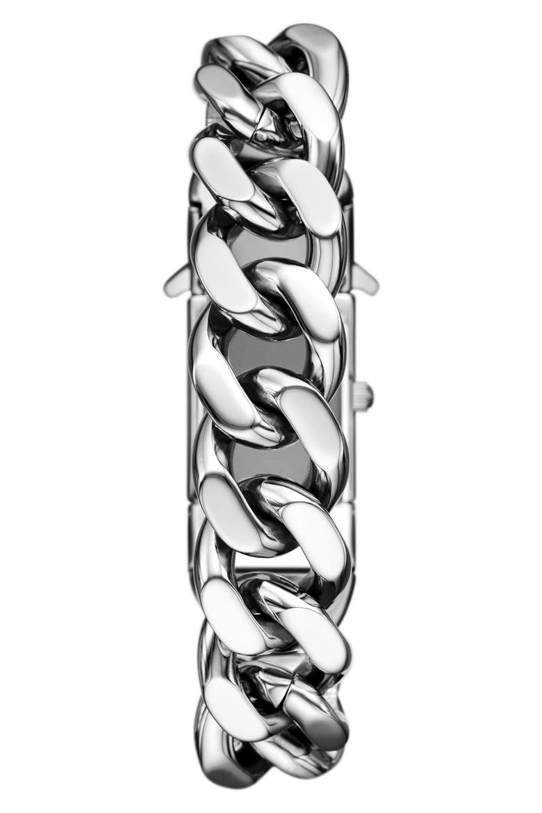 Closer Curb Chain Bracelet Watch, 22mm x 27mm, Alternate, color, SILVER