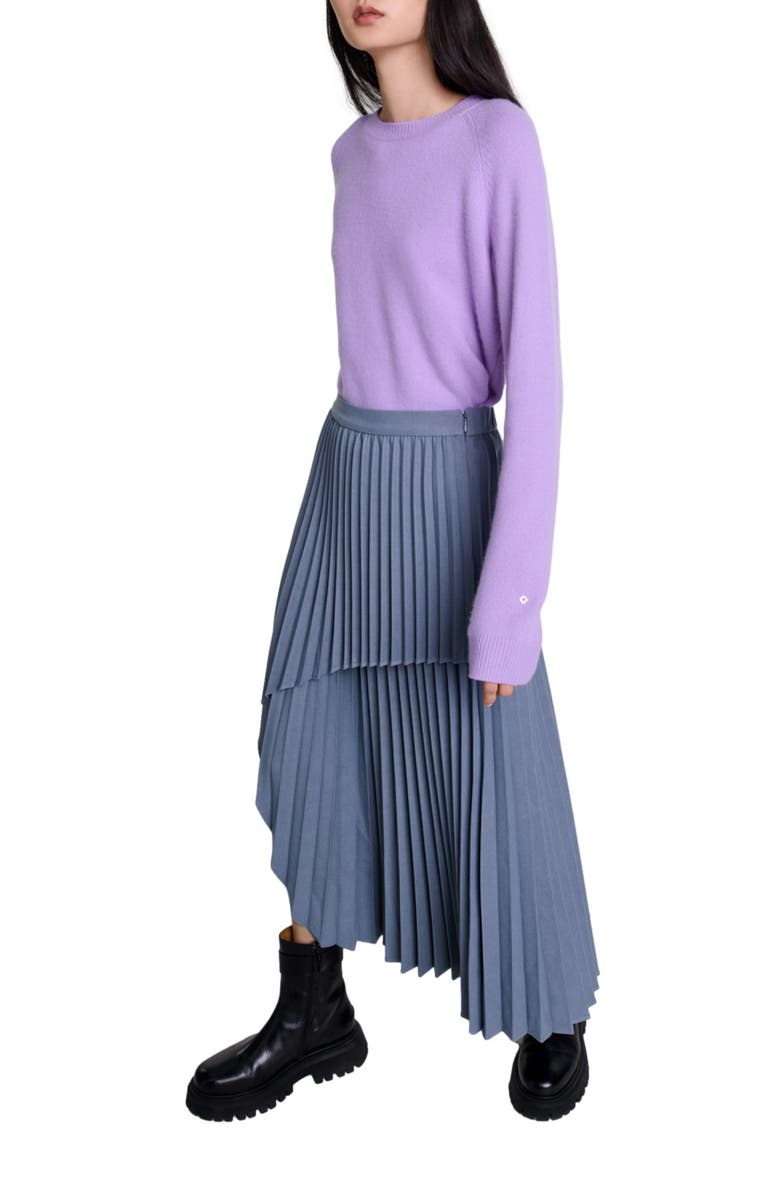 maje Asymmetrical pleated skirt, Alternate, color, 