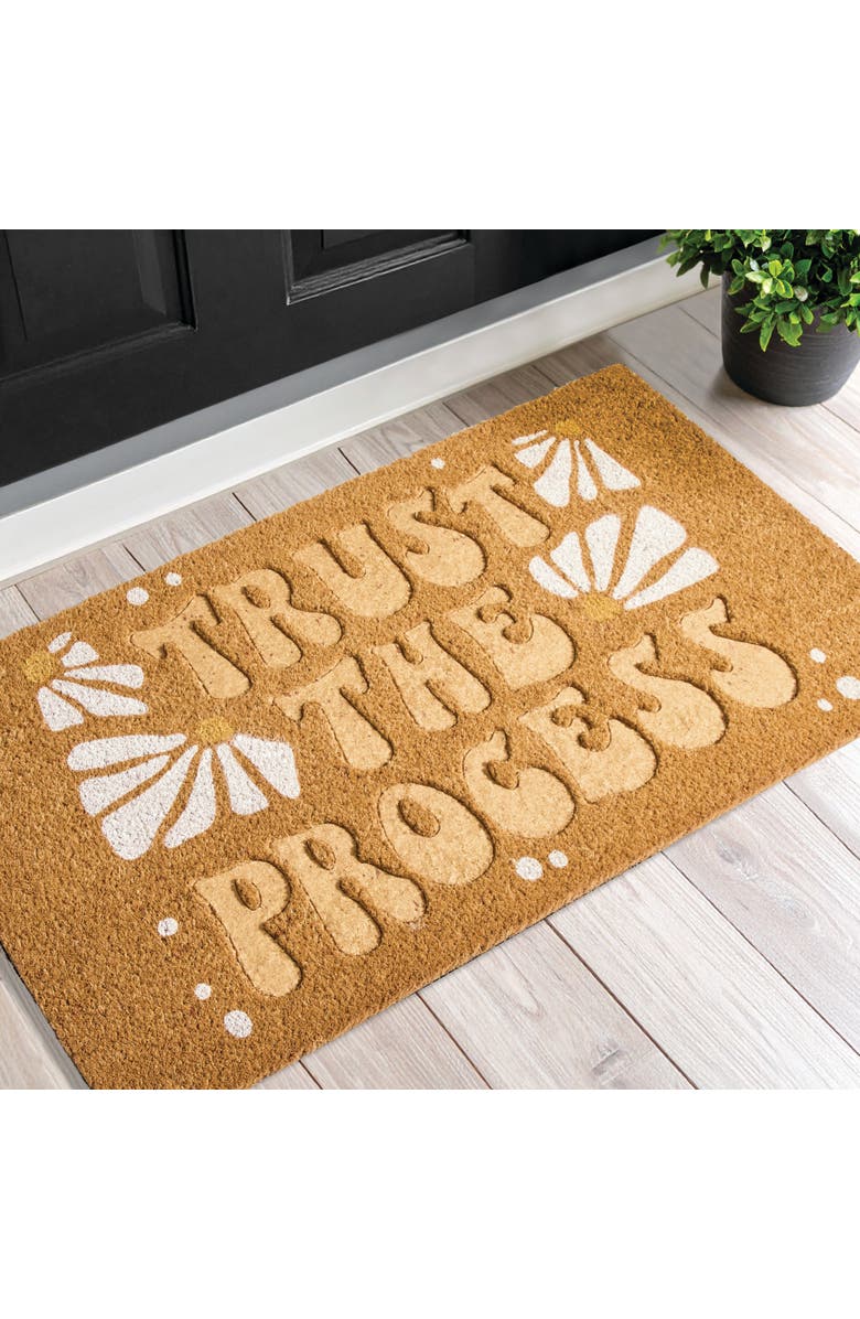 mDesign Trust the Process Coir Large Rectangular Doormat, Natural, Alternate, color, 