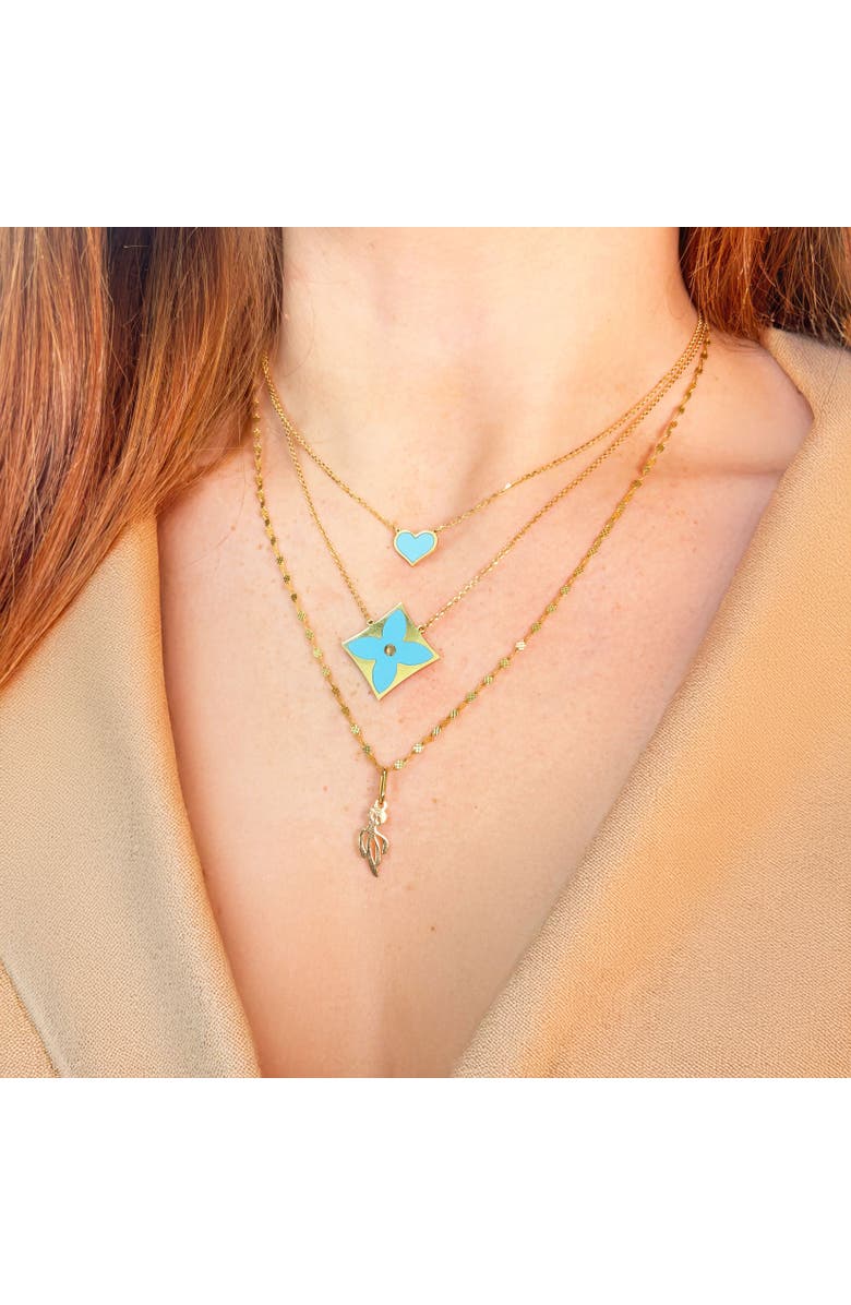 The Lovery Fine Jewelry Turquoise Luxe Flower Necklace, Alternate, color, Turquoise