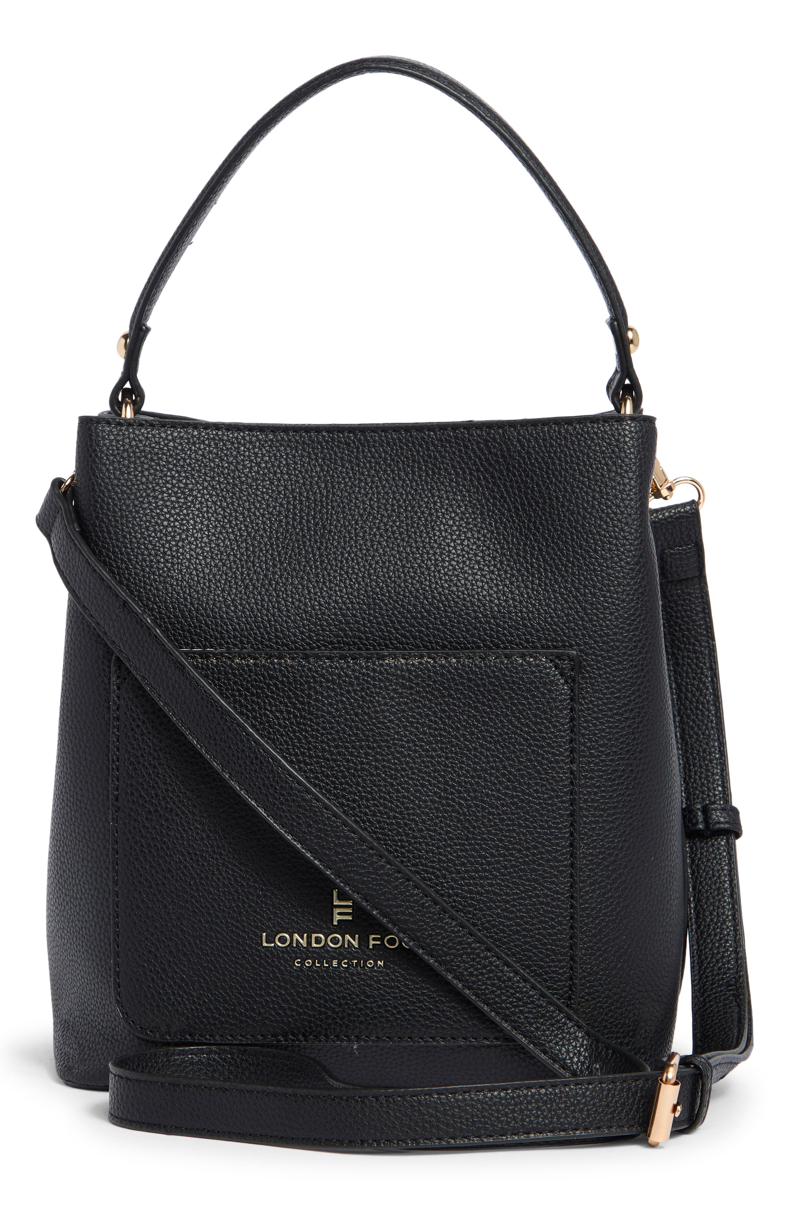Pebbled Faux Leather Bucket Crossbody Bag, Alternate, color, BLACK