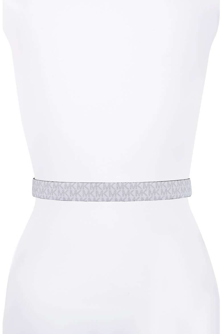 Monogram Reversible Leather Belt, Alternate, color, BRIGHT WHITE
