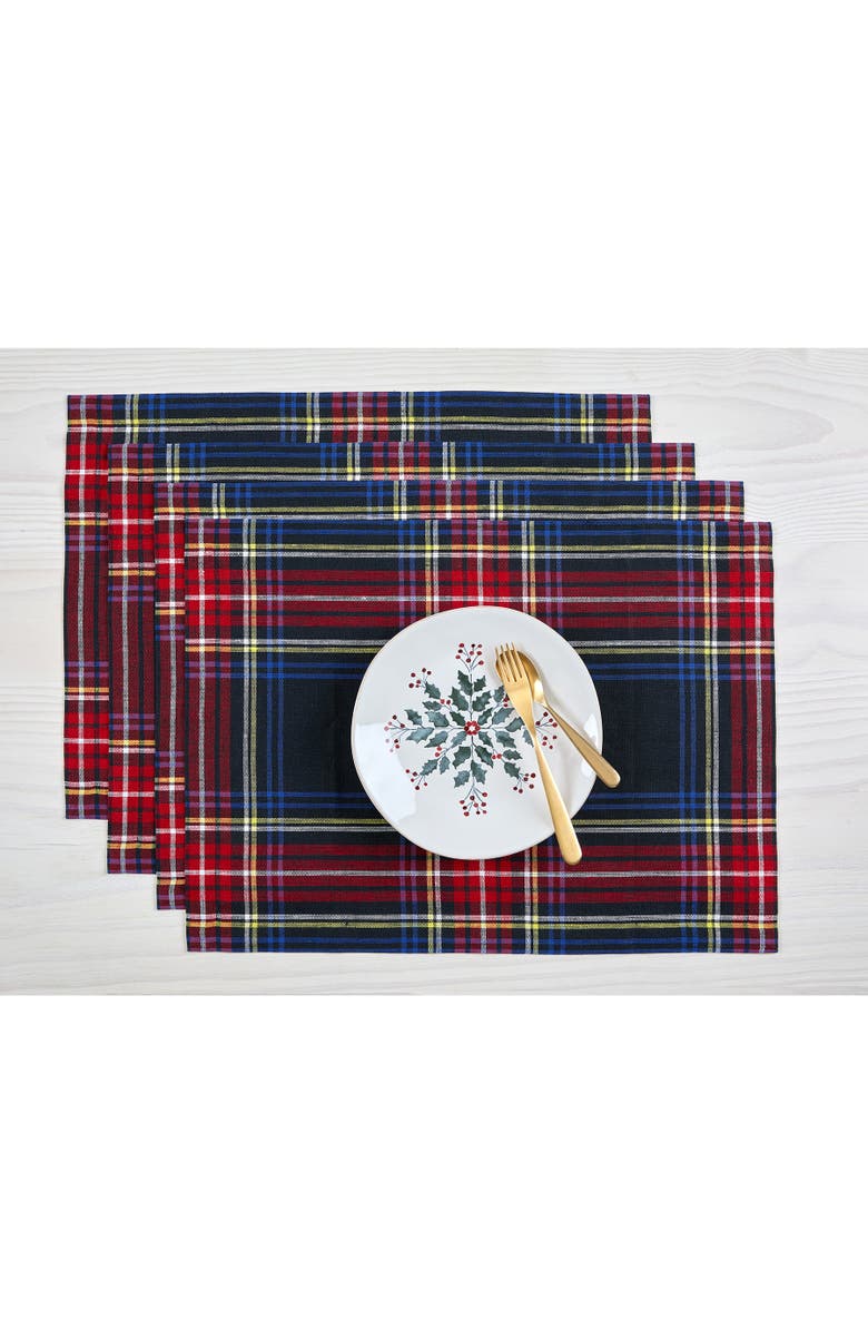 Solino Home Linen Placemats - Stewart Plaid, 14" x 19", Main, color, Black