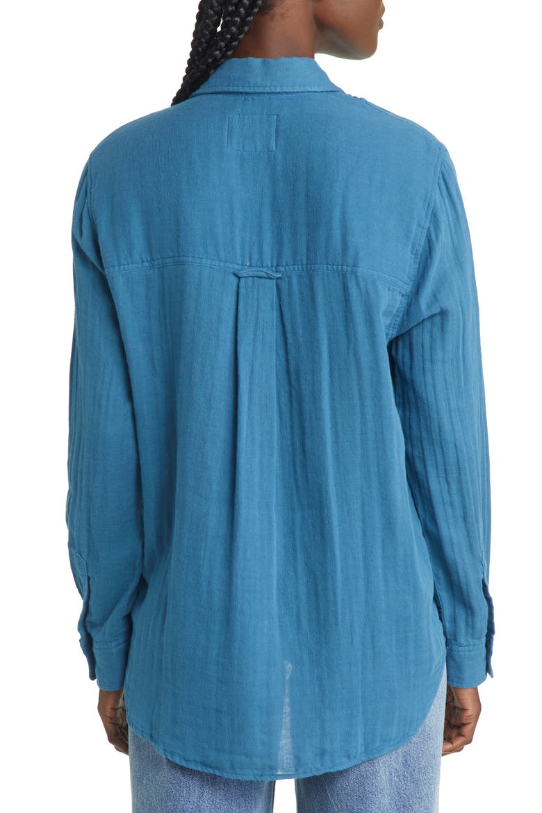 Ellis Organic Cotton Button-Up Shirt, Alternate, color, DEEP SEA