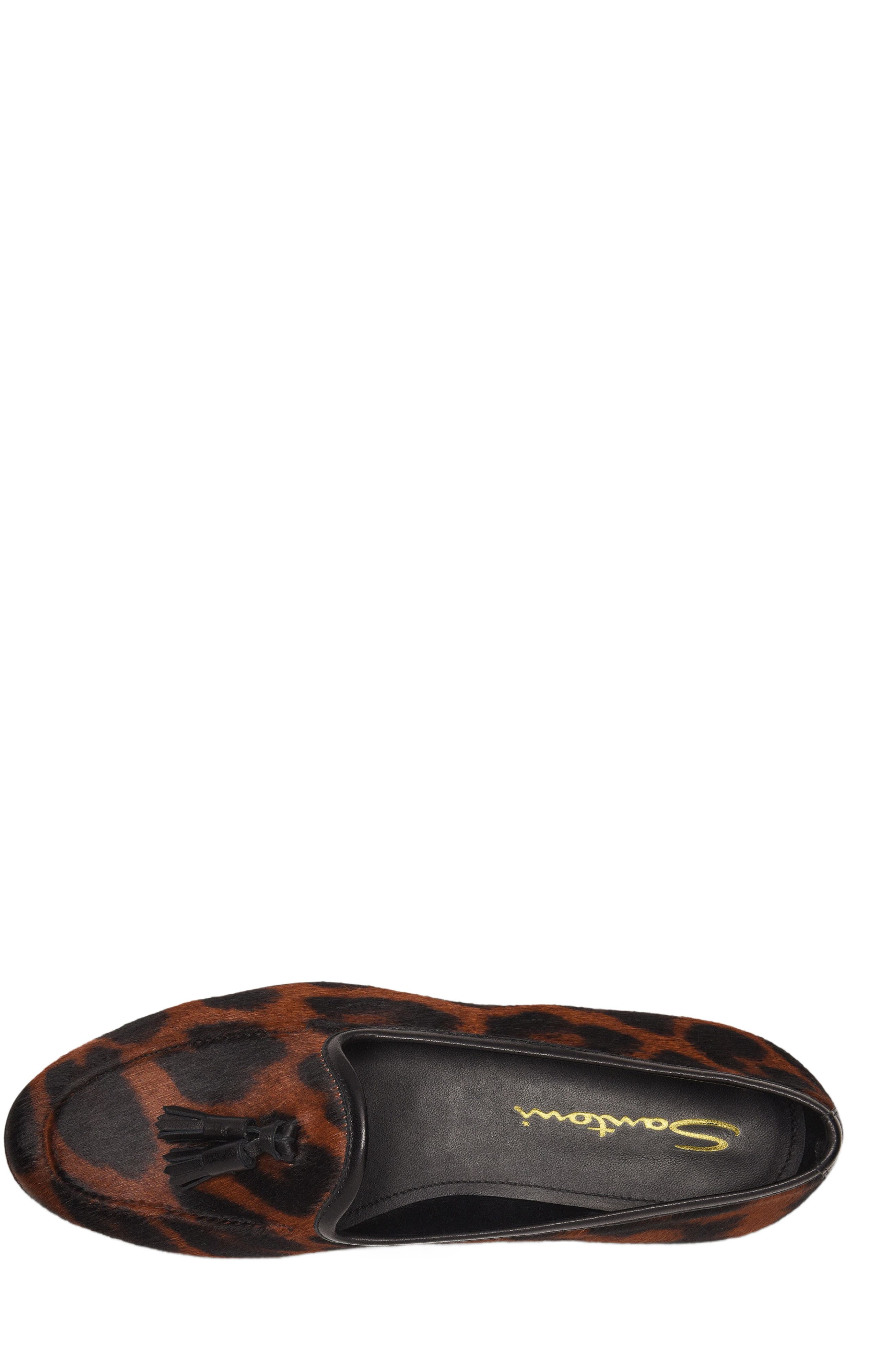 Santoni Women's Andrea Leopard Tassel Loafer, Alternate, color, 