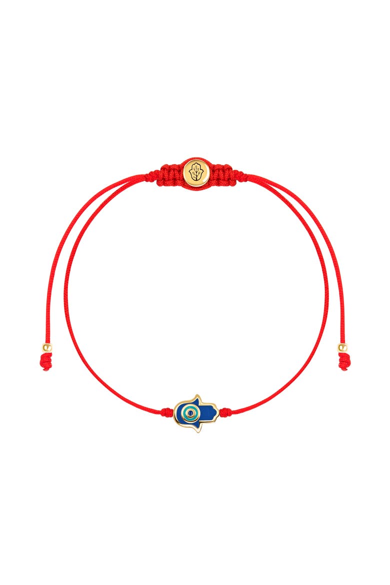 Navy Enamel Hamsa Women's Red String Adjustable Bracelet Ultimate Shield, Main, color, Red/gold/navy