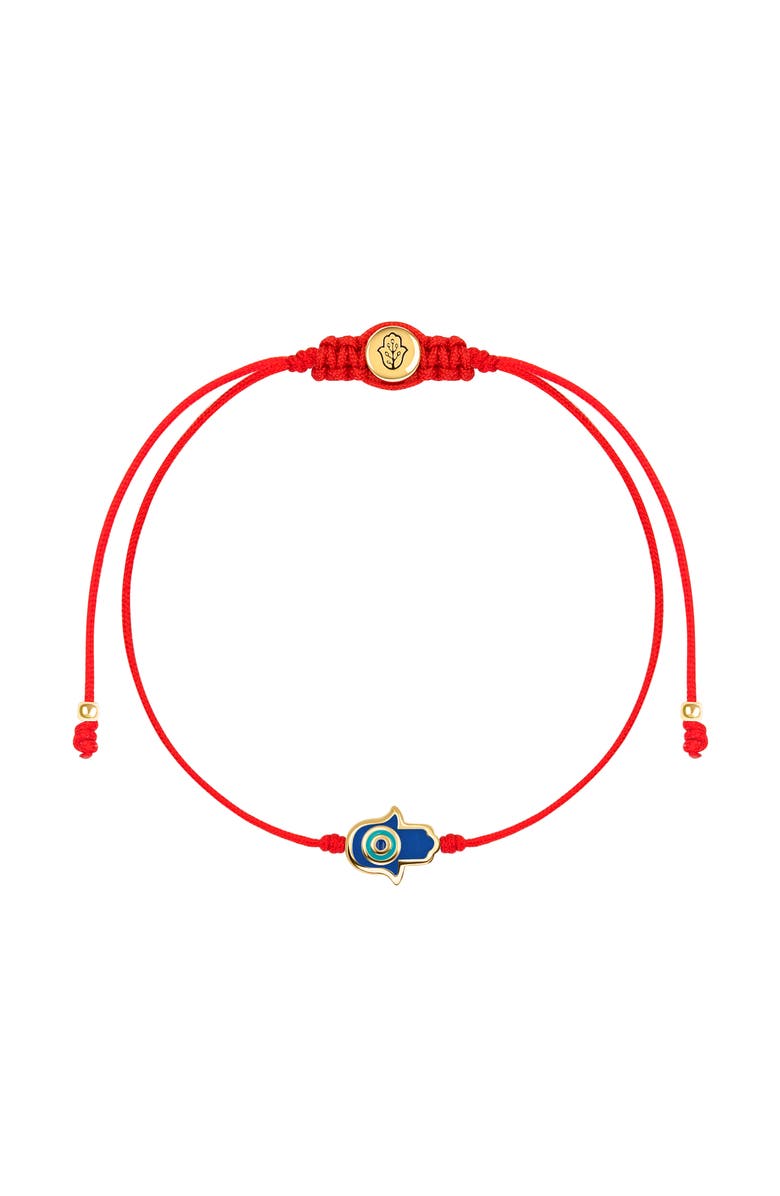 Karma and Luck Navy Enamel Hamsa Red String Adjustable Bracelet Ultimate Shield, Main, color, Red/Gold/Navy
