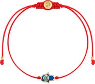 Karma and Luck Navy Enamel Hamsa Women's Red String Adjustable Bracelet Ultimate Shield