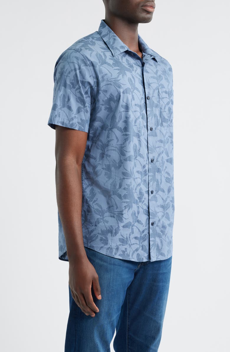 TravisMathew Island Ambush Short Sleeve Button-Up Shirt, Alternate, color, Bering Sea
