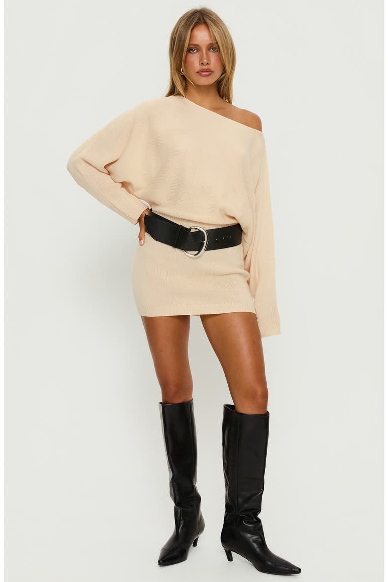 Bellamie Off the Shoulder Sweater Minidress, Alternate, color, CREAM