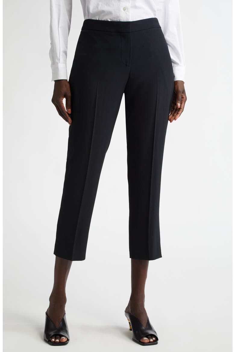 Leaf Crepe Cigarette Ankle Pants, Main, color, BLACK