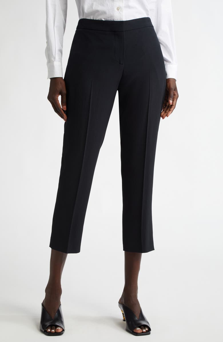 McQueen Leaf Crepe Cigarette Ankle Pants, Main, color, Black