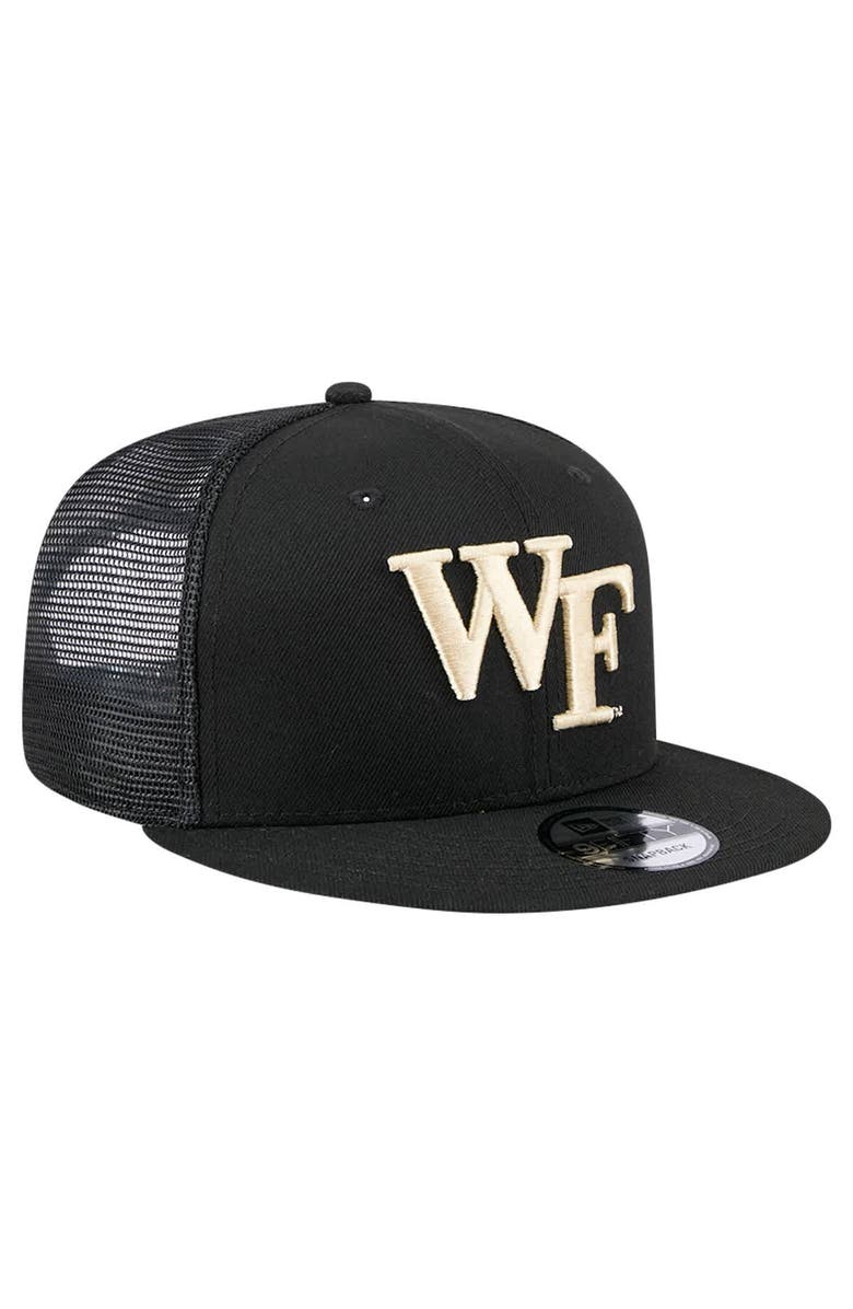 New Era Men's New Era Black Wake Forest Demon Deacons 9FIFTY Trucker Snapback Hat, Alternate, color, 