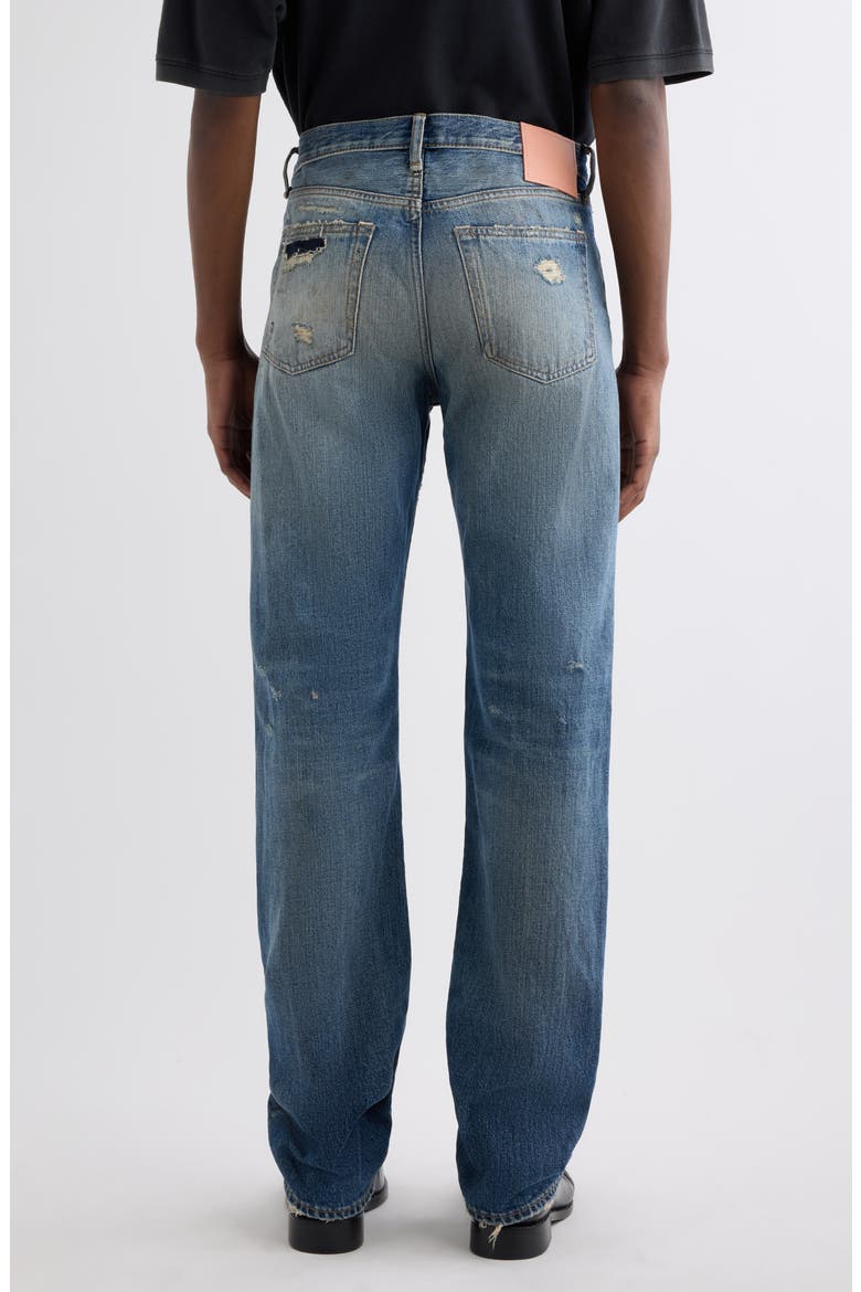 1996M Distressed Patched Straight Leg Jeans, Alternate, color, MID BLUE