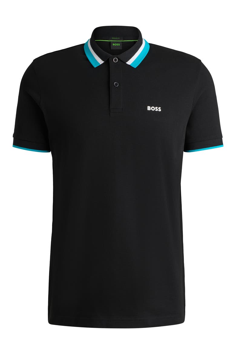Paddy Tipped Cotton Polo, Alternate, color, BLACK