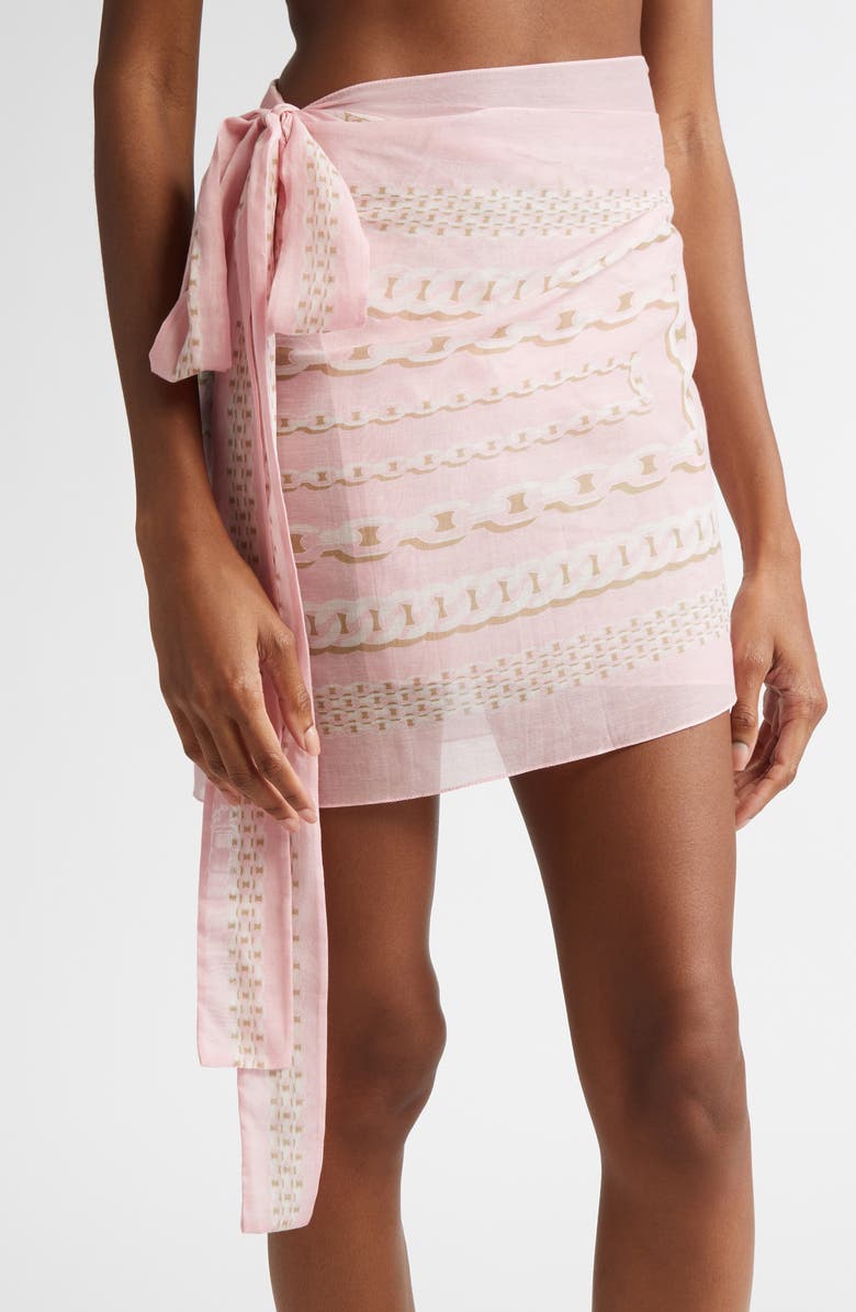 Versace Treasure Print Cotton & Silk Sarong Cover-Up, Alternate, color, 