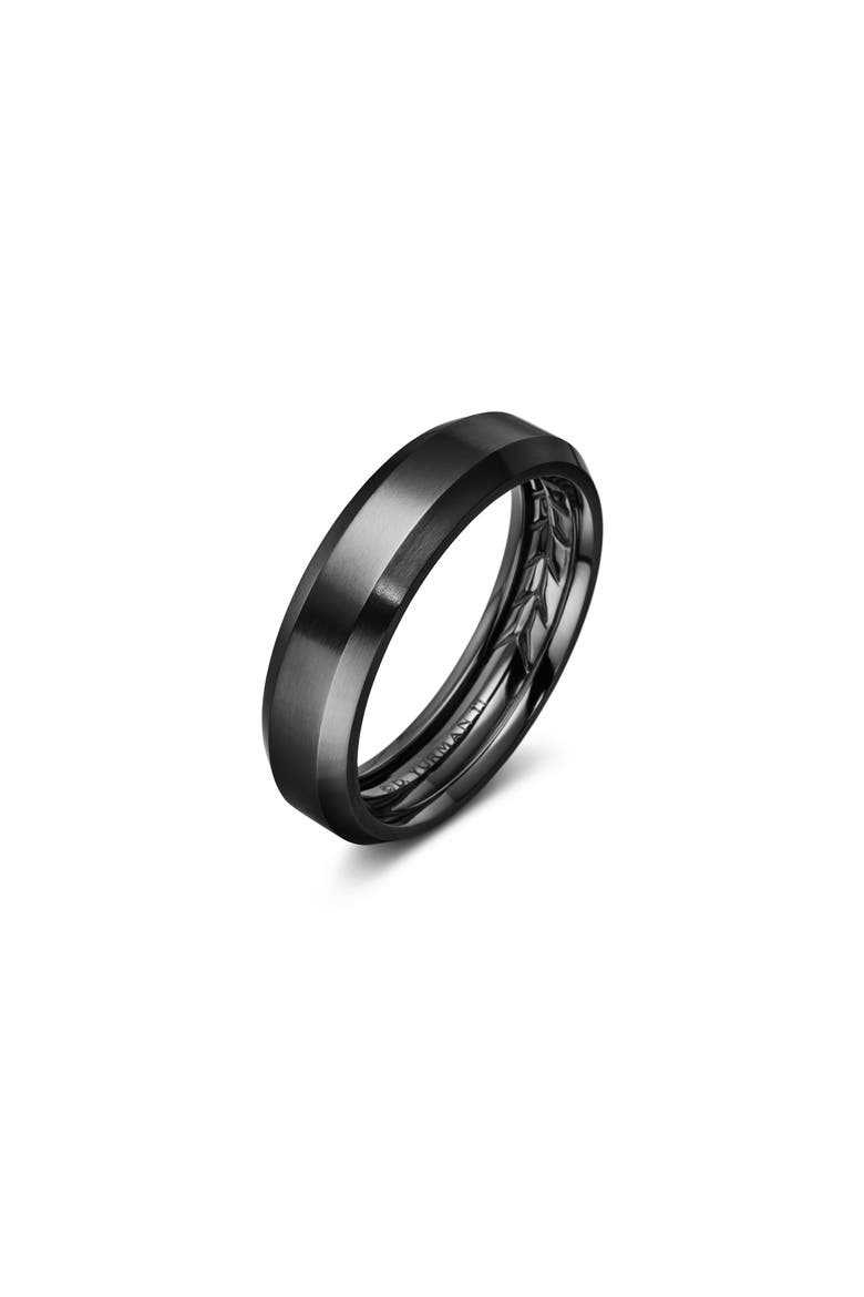 Beveled Band Ring, 6mm, Alternate, color, BLACK TITANIUM