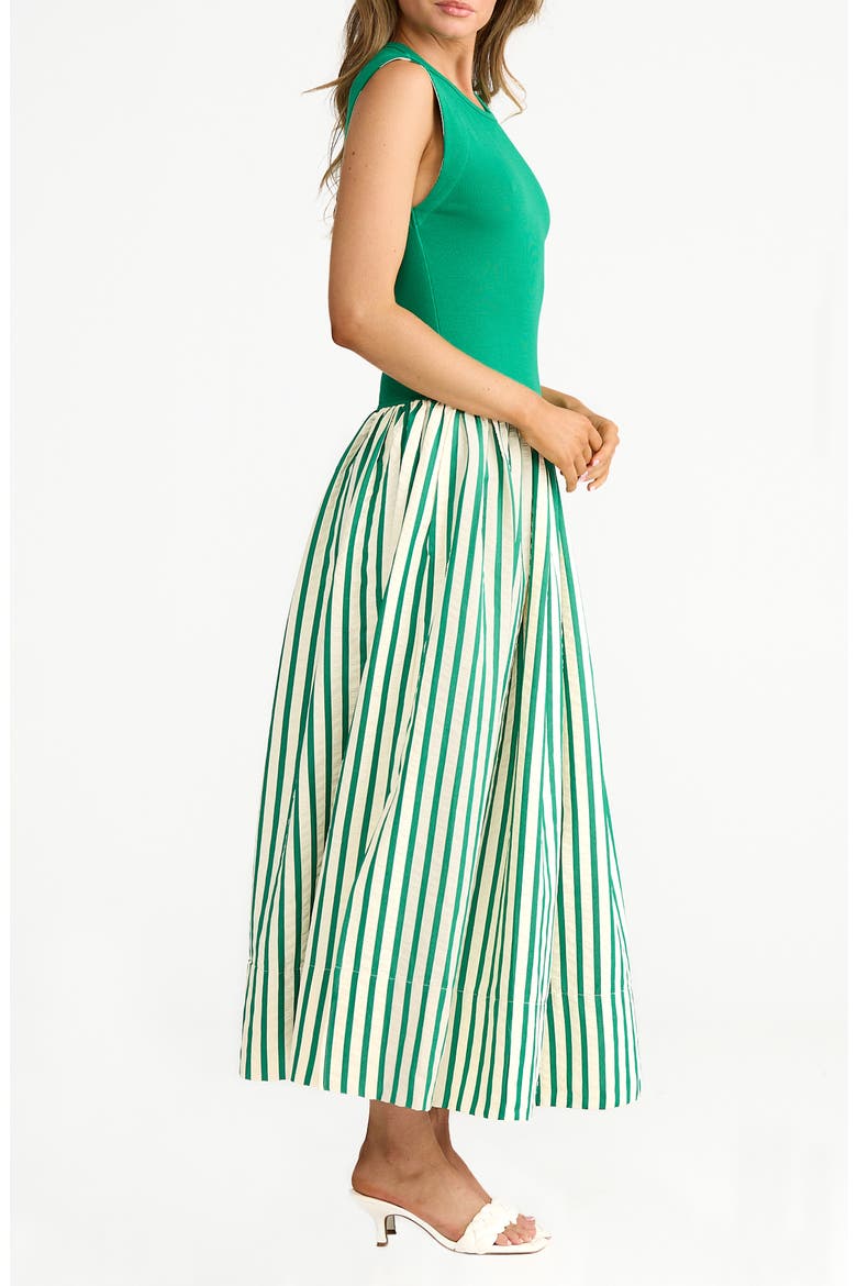 Daphne Sleeveless Mixed Media Dress, Alternate, color, JADE STRIPE