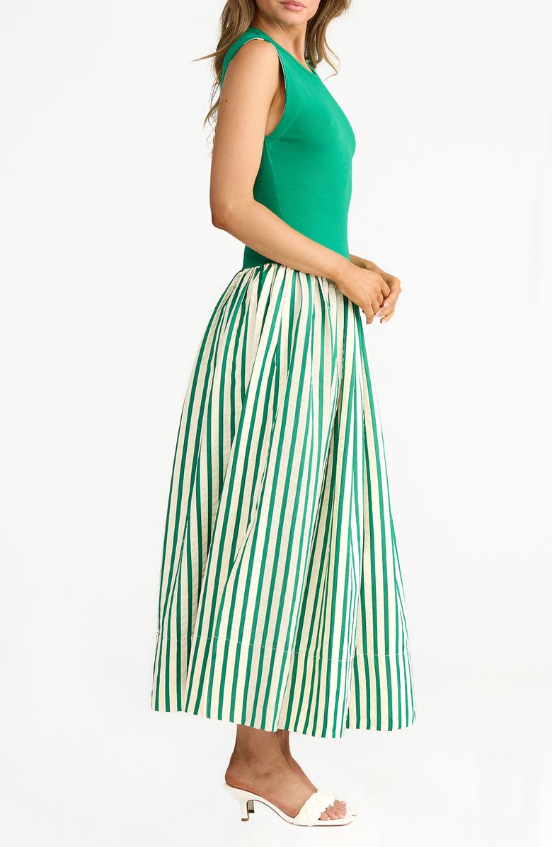 Brave+True Daphne Sleeveless Mixed Media Dress, Alternate, color, Jade Stripe