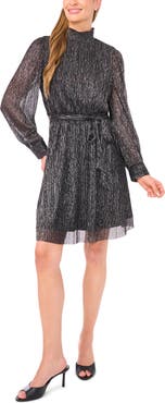 Halogen® Metallic Long Sleeve Minidress