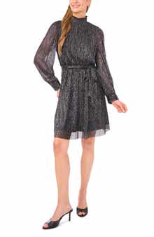 Halogen® Metallic Long Sleeve Minidress