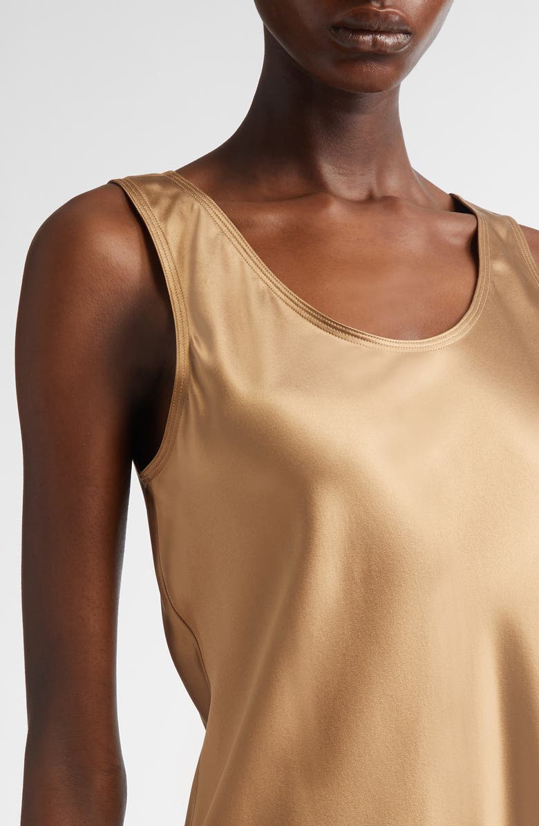 Max Mara Banjo Silk Satin Midi Dress, Alternate, color, Camel