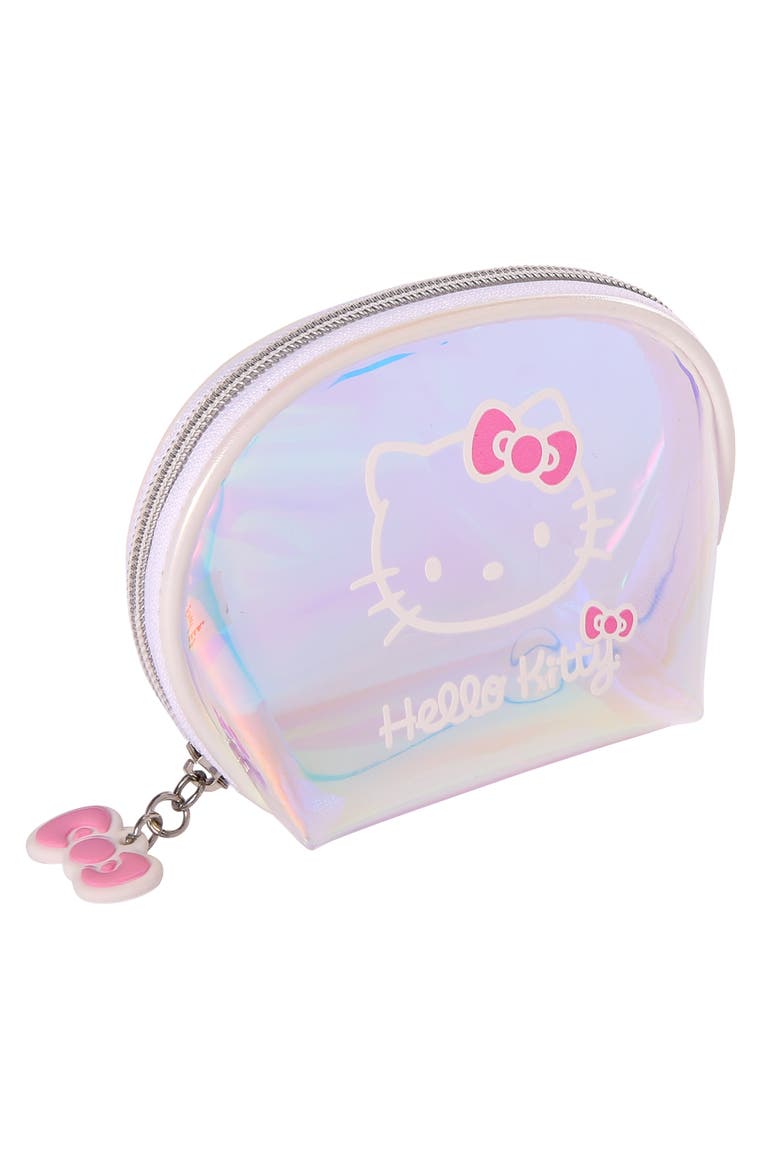 Clear Iridescent Large and Small Dome Cosmetic Travel Bag Set, Alternate, color, Multicolor