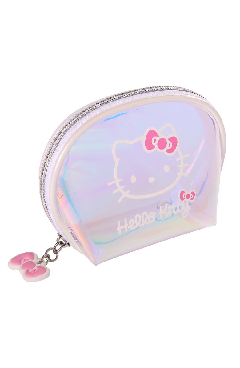 Hello Kitty Clear Iridescent Large and Small Dome Cosmetic Travel Bag Set, Alternate, color, Multicolor