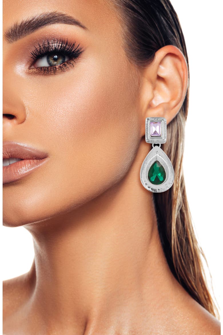 Cubic Zirconia Statement Drop Earrings, Alternate, color, SILVER