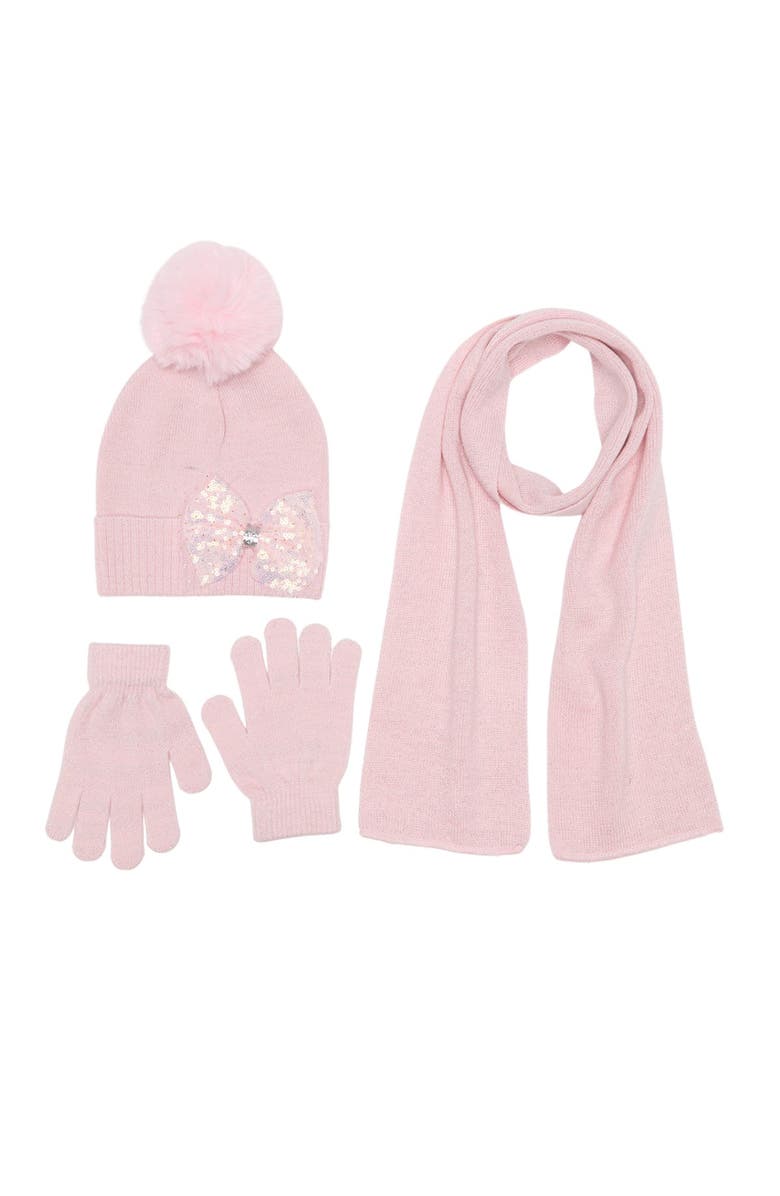 Curls & Pearls Beane, Gloves & Scarf Set, Main, color, 