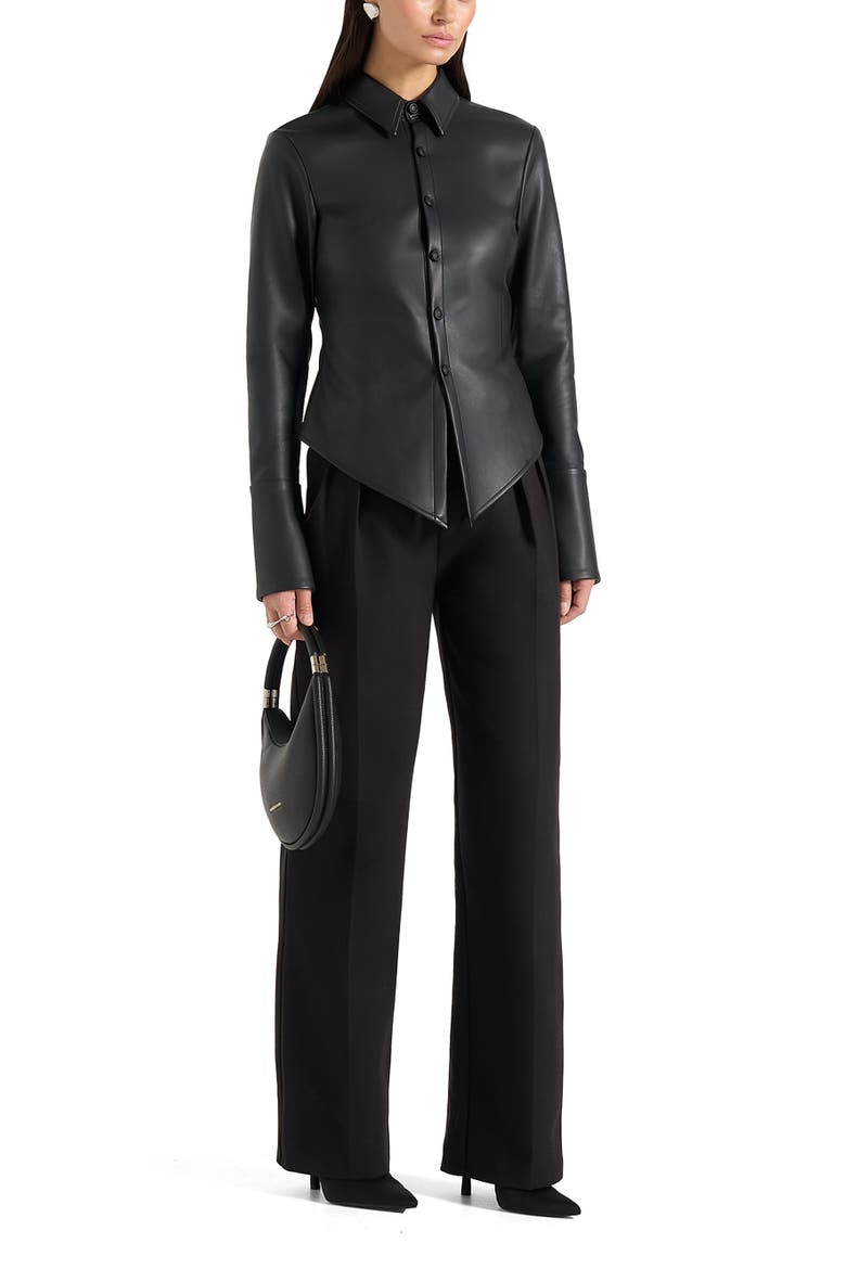 Sonia Leather Cinch Shirt, Main, color, Black