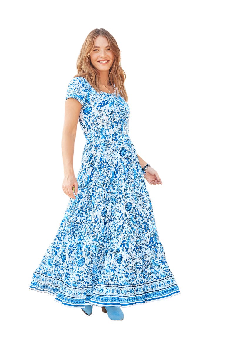 Joe Browns Cotton Maxi Dress, Main, color, Indigo Bloom
