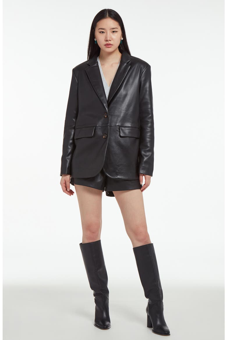 Killian Faux Leather Blazer, Alternate, color, NOIR