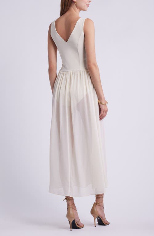 Open Edit Mixed Media Side Slit Tank Dress In White