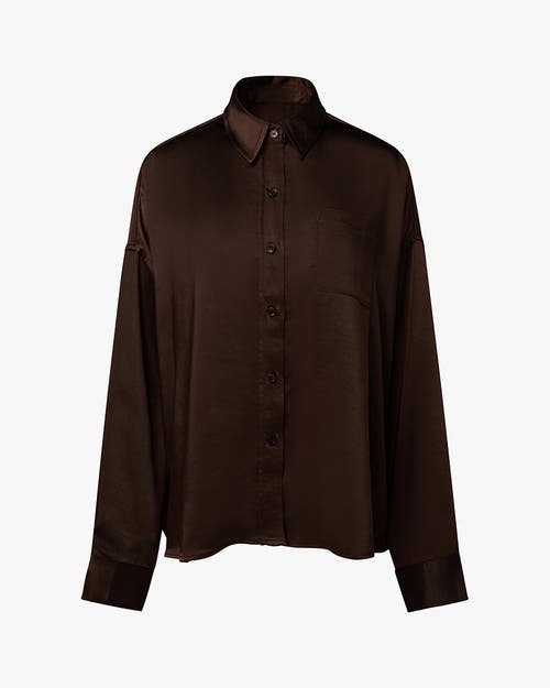 Weworewhat Cropped Button Front Shirt In Chestnut