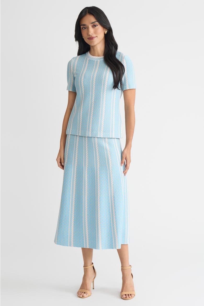 Roadmap Pattern Soft Knit Top, Main, color, Serene/Limestone/White