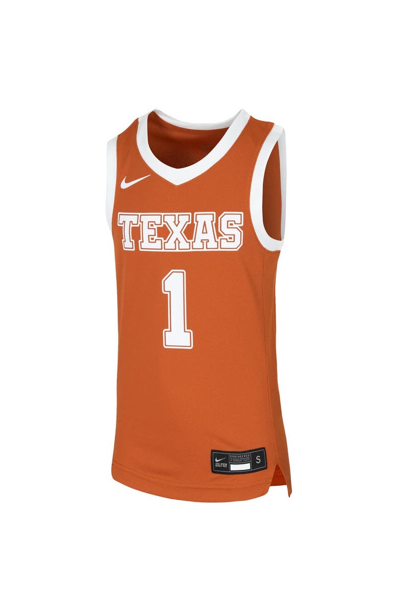 Nike Youth Nike #1 Orange Texas Longhorns Replica Team Basketball Jersey, Alternate, color, Burnt Orange