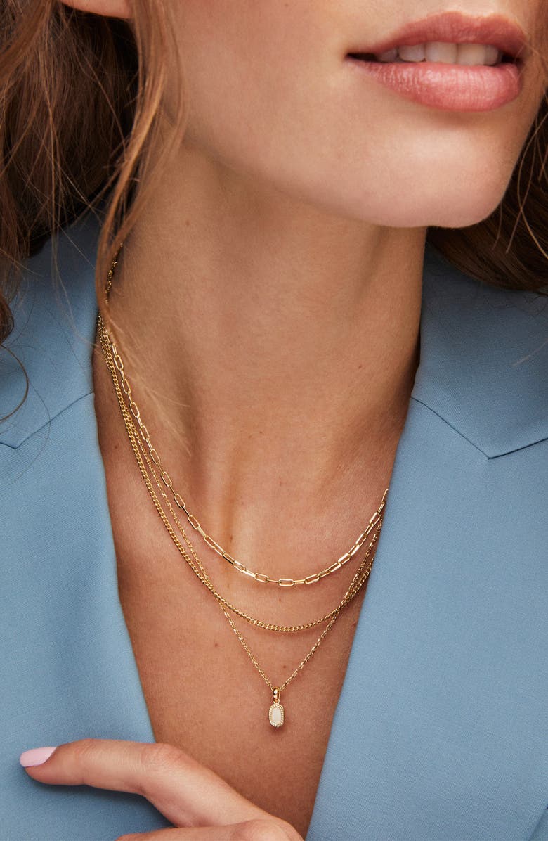 Kendra Scott Mini Elisa Gold Triple Strand Necklace, Alternate, color, Gold Iridescent Drusy