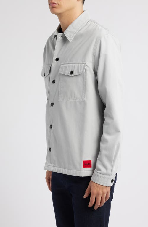 Shop Hugo Boss Hugo Enalu Button-up Overshirt In Light/pastel Grey