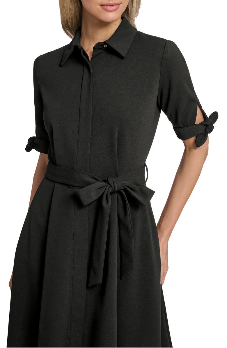 Calvin Klein Tie Sleeve Crepe Shirtdress, Alternate, color, Black
