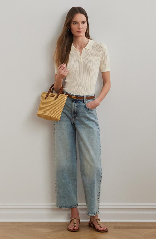 Shop Ralph Lauren Lauren High Waist Crop Wide Leg Jeans In Alicia Wash