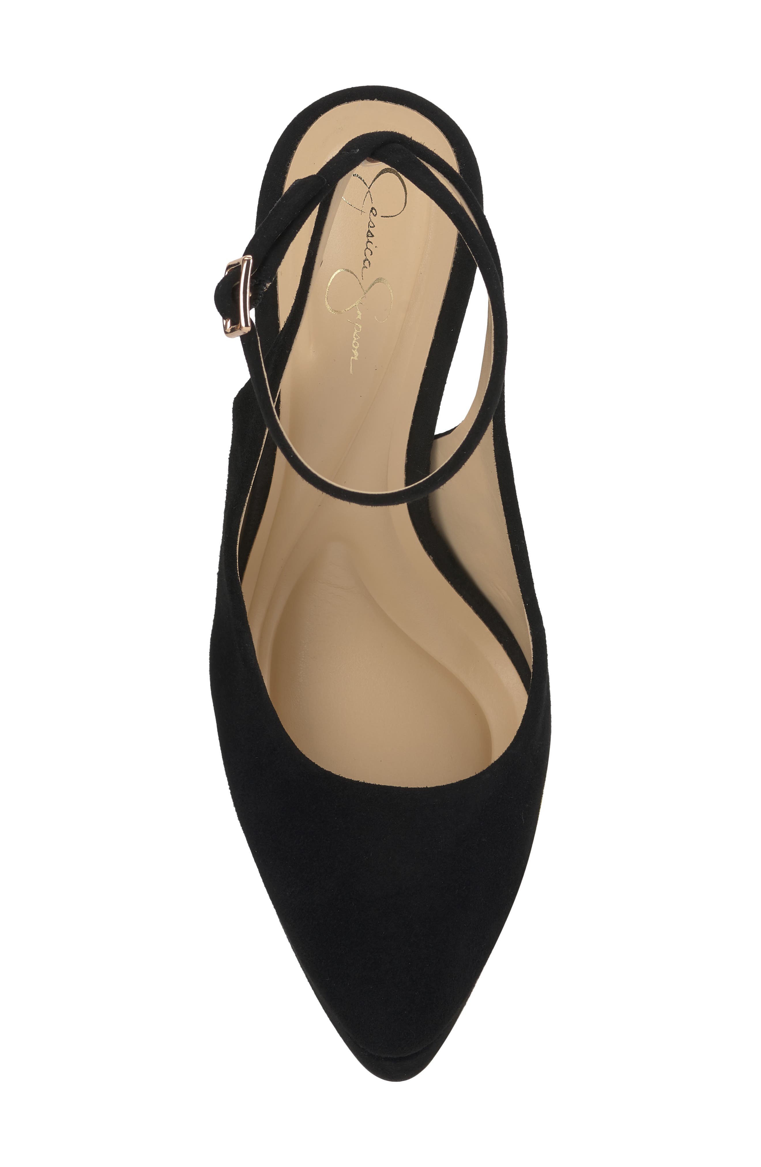 Nelica Ankle Strap Platform Pointed Toe Pump, Alternate, color, BLACK