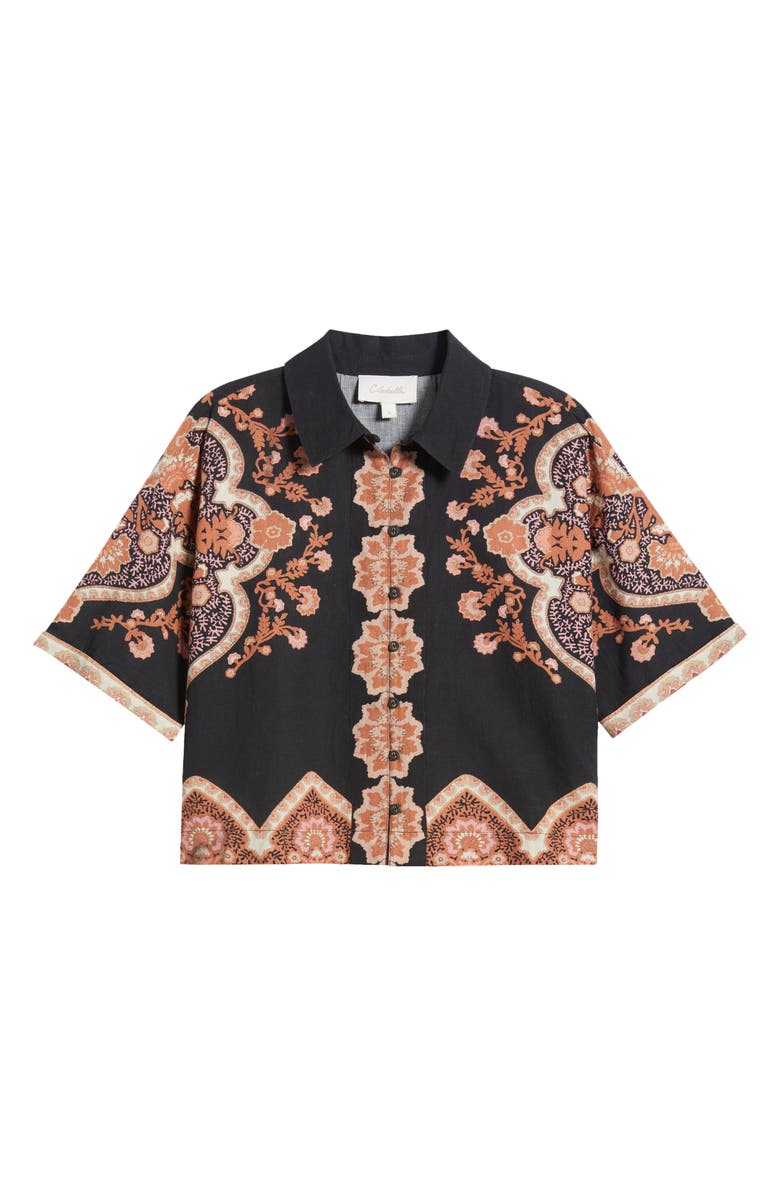Cleobella Jeni Medallion Print Cotton & Linen Camp Shirt, Alternate, color,