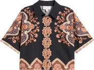 Cleobella Jeni Medallion Print Cotton & Linen Camp Shirt