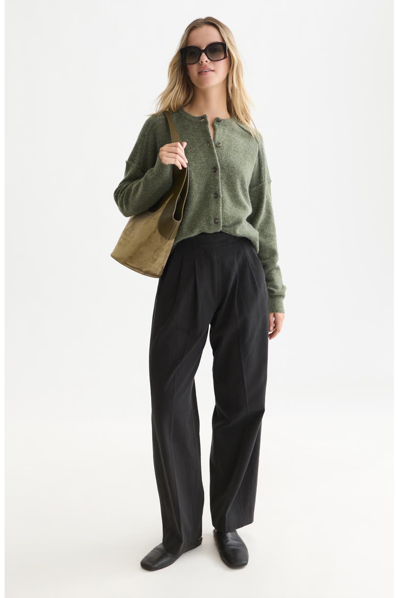 Fuzzy Relaxed Fit Cardigan, Alternate, color, THYME MELANGE