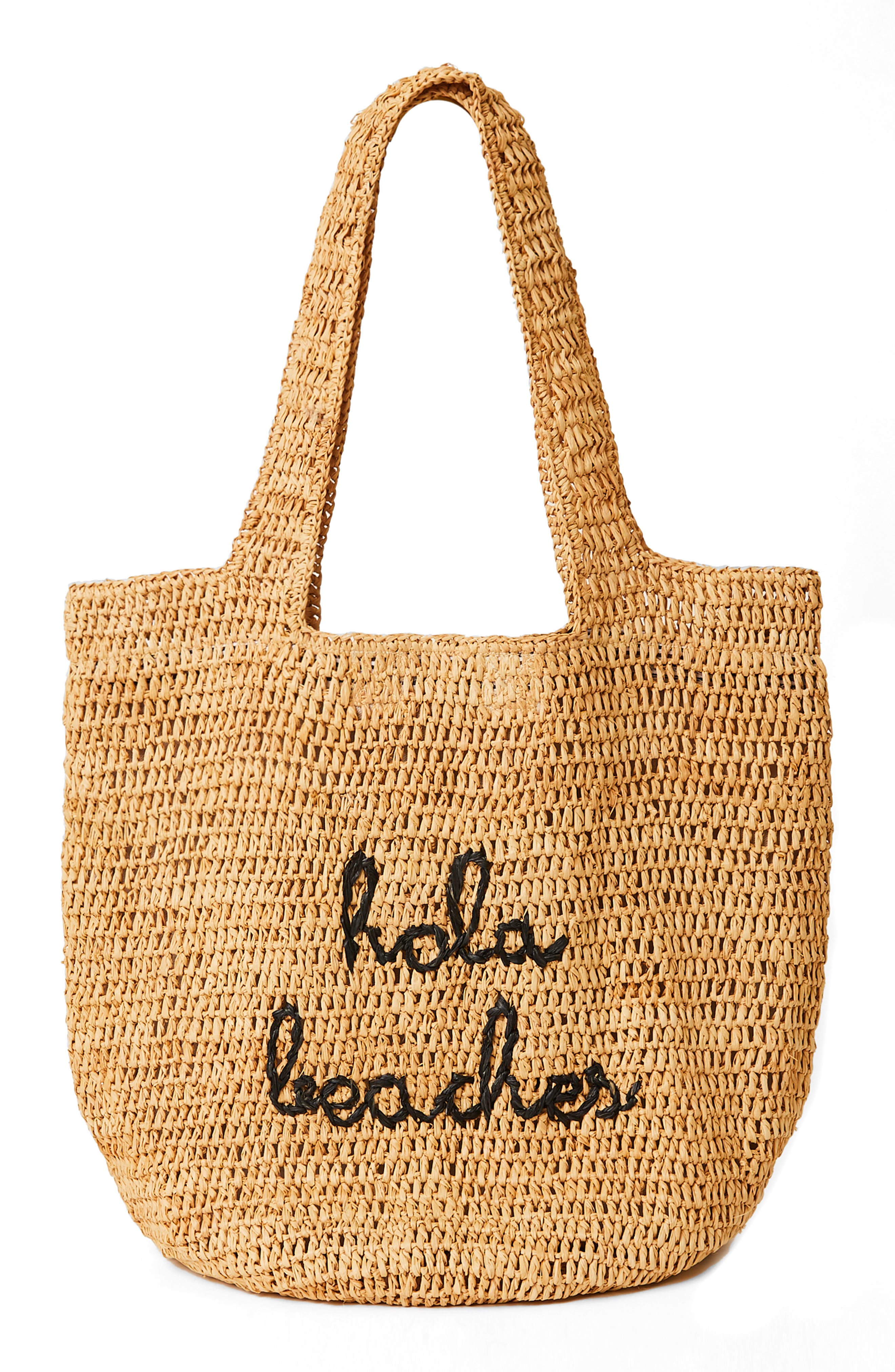 BTB Los Angeles Hola Beaches Straw Shopper, Main, color, 