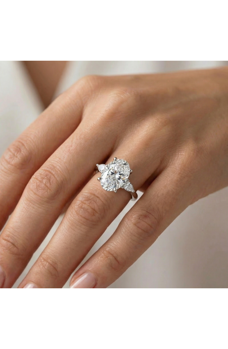 Bliss Diamond Certified 4 1/3Ct Oval/Pear Diamond Engagement Ring 14k Gold or Pt Lab Grown, Alternate, color, 14K Yellow Gold