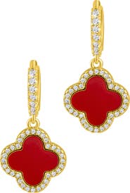 Adornia Crystal Halo Clover Drop Earrings